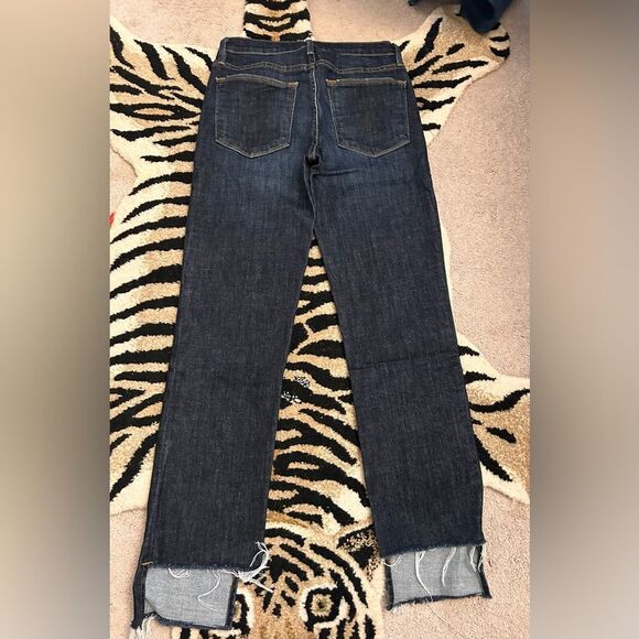 FRAME Denim 9 Le High Straight Reverse Step Hem Jeans 26 Raw Edge Ankle Crop - Picture 5 of 14